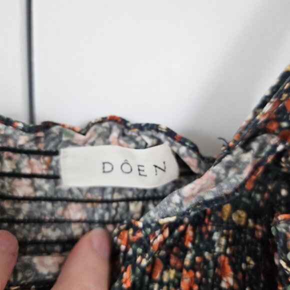 Doen Jasmine Shirred Floral-print Cotton popplin Maxi Dress Size L - Picture 8 of 10